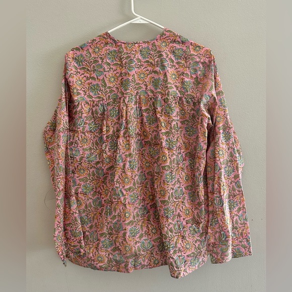 NWT Mille Florian 100% Cotton Floral Print Button Up Blouse Resortwear | Size L - Picture 7 of 11